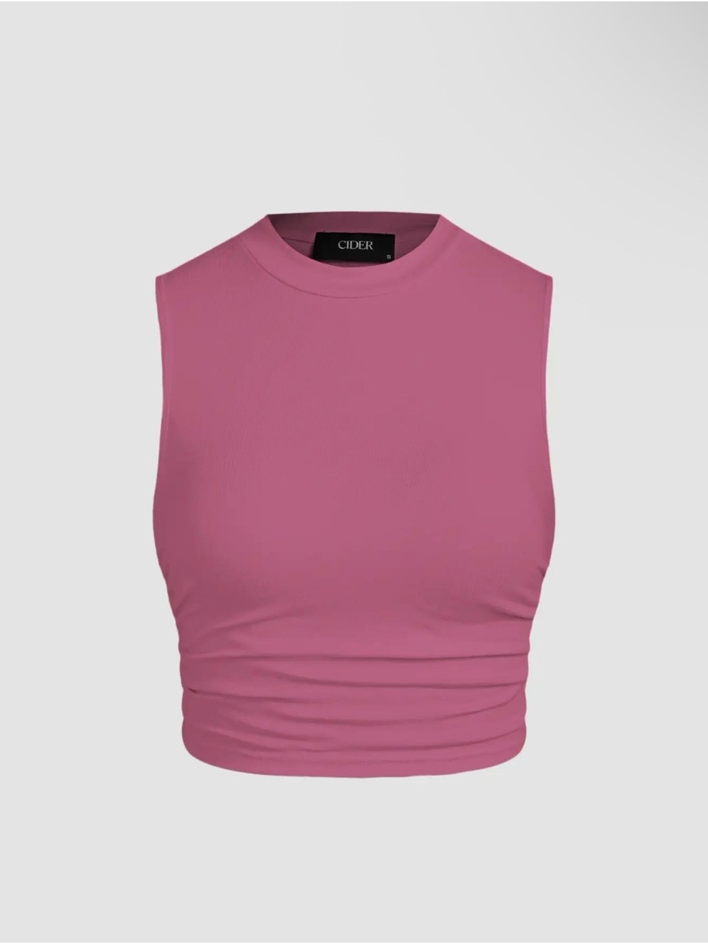 Cider | Round Neckline Solid Sleeveless Ruched Crop Top